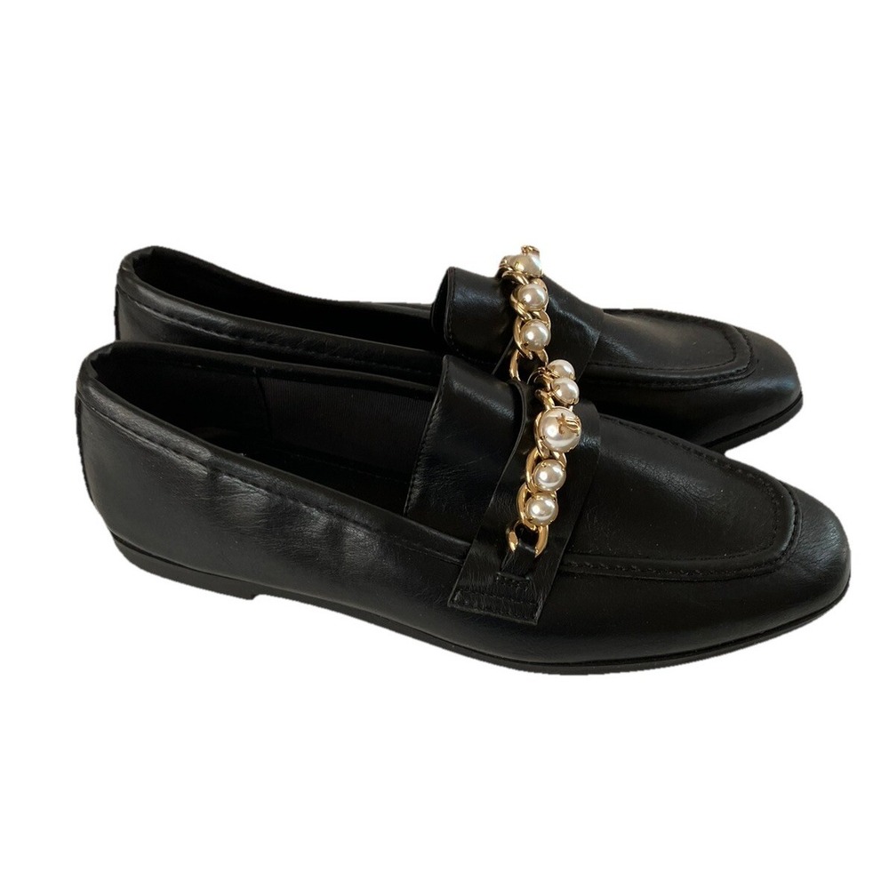 New Juicy Couture Shoes Black Loafer Flats Slip On Sz 8 Chain Pearls Whimsigoth